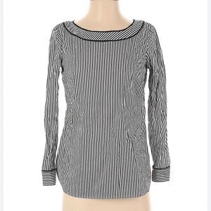 Talbots Black and White Stripe Cotton Blouse Sz Small P